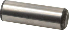 Made in USA - 1" Diam x 3" Pin Length Grade 8 Alloy Steel Standard Dowel Pin - Bright Finish, C 47-58 & C 60 (Surface) Hardness, 117,800 Lb (Single Shear), 235,600 Lb (Double Shear) Breaking Strength, 1 Beveled & 1 Rounded End - Industrial Tool & Supply