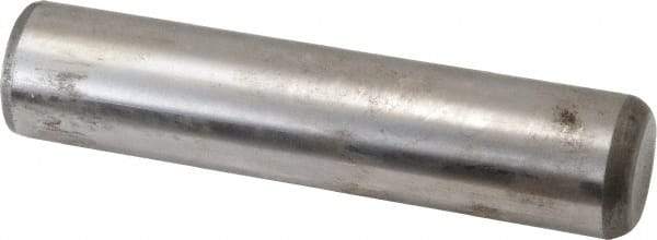 Made in USA - 1" Diam x 4-1/2" Pin Length Grade 8 Alloy Steel Standard Dowel Pin - Bright Finish, C 47-58 & C 60 (Surface) Hardness, 117,800 Lb (Single Shear), 235,600 Lb (Double Shear) Breaking Strength, 1 Beveled & 1 Rounded End - Industrial Tool & Supply