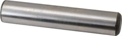 Made in USA - 1" Diam x 5" Pin Length Grade 8 Alloy Steel Standard Dowel Pin - Bright Finish, C 47-58 & C 60 (Surface) Hardness, 117,800 Lb (Single Shear), 235,600 Lb (Double Shear) Breaking Strength, 1 Beveled & 1 Rounded End - Industrial Tool & Supply