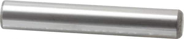 Made in USA - 1" Diam x 6" Pin Length Grade 8 Alloy Steel Standard Dowel Pin - Bright Finish, C 47-58 & C 60 (Surface) Hardness, 117,800 Lb (Single Shear), 235,600 Lb (Double Shear) Breaking Strength, 1 Beveled & 1 Rounded End - Industrial Tool & Supply
