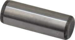 Made in USA - 7/16" Diam x 1-1/4" Pin Length Grade 8 Alloy Steel Standard Dowel Pin - Bright Finish, C 47-58 & C 60 (Surface) Hardness, 22,550 Lb (Single Shear), 45,100 Lb (Double Shear) Breaking Strength, 1 Beveled & 1 Rounded End - Industrial Tool & Supply