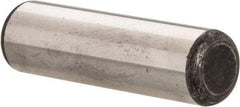 Made in USA - 1/2" Diam x 1-3/4" Pin Length Grade 8 Alloy Steel Standard Dowel Pin - Bright Finish, C 47-58 & C 60 (Surface) Hardness, 29,450 Lb (Single Shear), 58,900 Lb (Double Shear) Breaking Strength, 1 Beveled & 1 Rounded End - Industrial Tool & Supply
