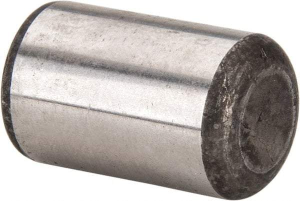 Made in USA - 5/8" Diam x 1" Pin Length Grade 8 Alloy Steel Standard Dowel Pin - Bright Finish, C 47-58 & C 60 (Surface) Hardness, 46,000 Lb (Single Shear), 92,000 Lb (Double Shear) Breaking Strength, 1 Beveled & 1 Rounded End - Industrial Tool & Supply
