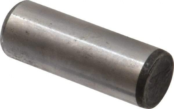 Made in USA - 5/8" Diam x 1-3/4" Pin Length Grade 8 Alloy Steel Standard Dowel Pin - Bright Finish, C 47-58 & C 60 (Surface) Hardness, 46,000 Lb (Single Shear), 92,000 Lb (Double Shear) Breaking Strength, 1 Beveled & 1 Rounded End - Industrial Tool & Supply