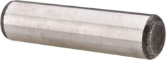 Made in USA - 5/8" Diam x 2-1/2" Pin Length Grade 8 Alloy Steel Standard Dowel Pin - Bright Finish, C 47-58 & C 60 (Surface) Hardness, 46,000 Lb (Single Shear), 92,000 Lb (Double Shear) Breaking Strength, 1 Beveled & 1 Rounded End - Industrial Tool & Supply