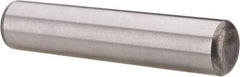 Made in USA - 5/8" Diam x 3" Pin Length Grade 8 Alloy Steel Standard Dowel Pin - Bright Finish, C 47-58 & C 60 (Surface) Hardness, 46,000 Lb (Single Shear), 92,000 Lb (Double Shear) Breaking Strength, 1 Beveled & 1 Rounded End - Industrial Tool & Supply