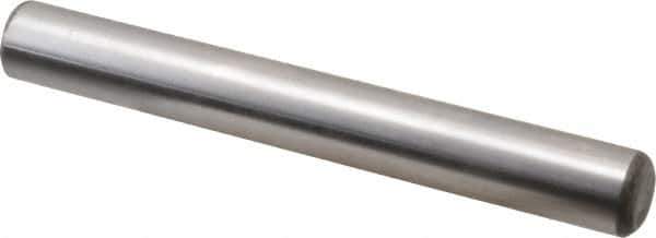 Made in USA - 5/8" Diam x 5" Pin Length Grade 8 Alloy Steel Standard Dowel Pin - Bright Finish, C 47-58 & C 60 (Surface) Hardness, 46,000 Lb (Single Shear), 92,000 Lb (Double Shear) Breaking Strength, 1 Beveled & 1 Rounded End - Industrial Tool & Supply