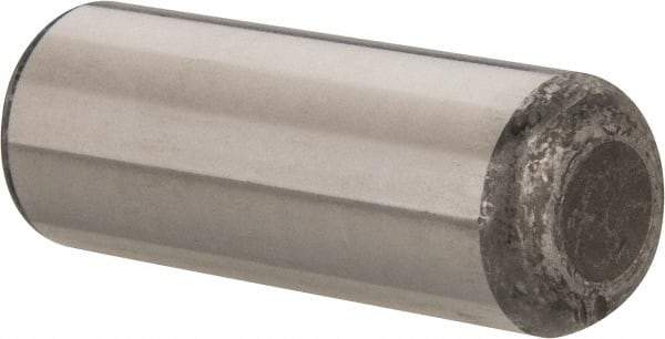 Made in USA - 3/4" Diam x 2" Pin Length Grade 8 Alloy Steel Standard Dowel Pin - Bright Finish, C 47-58 & C 60 (Surface) Hardness, 132,400 Lb (Double Shear), 66,200 Lb (Single Shear) Breaking Strength, 1 Beveled & 1 Rounded End - Industrial Tool & Supply