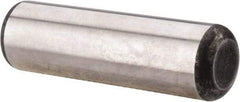 Made in USA - 3/4" Diam x 2-1/2" Pin Length Grade 8 Alloy Steel Standard Dowel Pin - Bright Finish, C 47-58 & C 60 (Surface) Hardness, 132,400 Lb (Double Shear), 66,200 Lb (Single Shear) Breaking Strength, 1 Beveled & 1 Rounded End - Industrial Tool & Supply