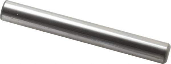 Made in USA - 3/4" Diam x 6" Pin Length Grade 8 Alloy Steel Standard Dowel Pin - Bright Finish, C 47-58 & C 60 (Surface) Hardness, 132,400 Lb (Double Shear), 66,200 Lb (Single Shear) Breaking Strength, 1 Beveled & 1 Rounded End - Industrial Tool & Supply