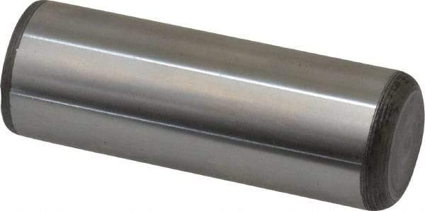 Made in USA - 7/8" Diam x 2-1/2" Pin Length Grade 8 Alloy Steel Standard Dowel Pin - Bright Finish, C 47-58 & C 60 (Surface) Hardness, 180,400 Lb (Double Shear), 90,200 Lb (Single Shear) Breaking Strength, 1 Beveled & 1 Rounded End - Industrial Tool & Supply