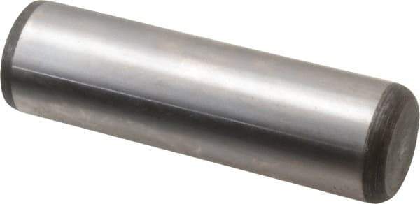 Made in USA - 7/8" Diam x 3" Pin Length Grade 8 Alloy Steel Standard Dowel Pin - Bright Finish, C 47-58 & C 60 (Surface) Hardness, 180,400 Lb (Double Shear), 90,200 Lb (Single Shear) Breaking Strength, 1 Beveled & 1 Rounded End - Industrial Tool & Supply