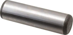 Made in USA - 7/8" Diam x 3" Pin Length Grade 8 Alloy Steel Standard Dowel Pin - Bright Finish, C 47-58 & C 60 (Surface) Hardness, 180,400 Lb (Double Shear), 90,200 Lb (Single Shear) Breaking Strength, 1 Beveled & 1 Rounded End - Industrial Tool & Supply