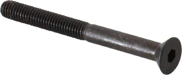 Made in USA - #10-32 UNF Hex Socket Drive, 82° Flat Screw - Alloy Steel, Black Oxide Finish, Partially Threaded, 2" OAL - Industrial Tool & Supply