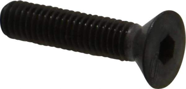 Made in USA - #10-32 UNF Hex Socket Drive, 82° Flat Screw - Alloy Steel, Black Oxide Finish, Fully Threaded, 7/8" OAL - Industrial Tool & Supply
