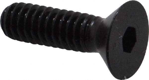 Made in USA - 1/4-20 UNC Hex Socket Drive, 82° Flat Screw - Alloy Steel, Black Oxide Finish, Fully Threaded, 7/8" OAL - Industrial Tool & Supply
