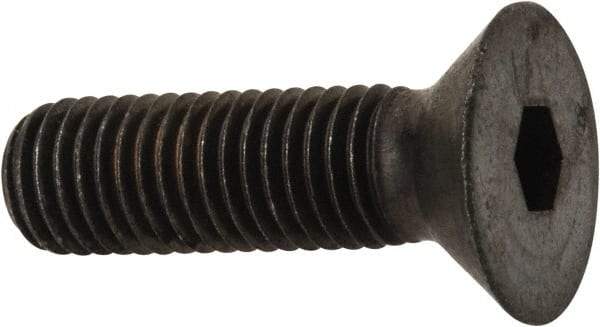 Made in USA - 1/4-28 UNF Hex Socket Drive, 82° Flat Screw - Alloy Steel, Black Oxide Finish, Fully Threaded, 7/8" OAL - Industrial Tool & Supply