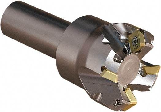 Seco - 45° Lead Angle, 1.654" Max Cut Diam, 4.5mm Max Depth of Cut, Indexable Chamfer and Angle End Mill - 4 Inserts, 3.543" Overall Length, Through Coolant - Industrial Tool & Supply