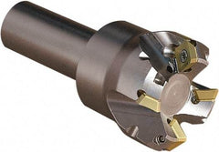 Seco - 45° Lead Angle, 1.654" Max Cut Diam, 4.5mm Max Depth of Cut, Indexable Chamfer and Angle End Mill - 4 Inserts, 3.543" Overall Length, Through Coolant - Industrial Tool & Supply