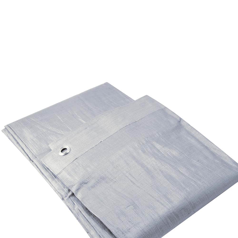 Erickson Manufacturing - Tarps & Dust Covers; Material: Polyethylene ; Width (Feet): 40.00 ; Grommet: Yes ; Color: Silver ; Length: 60 - Exact Industrial Supply