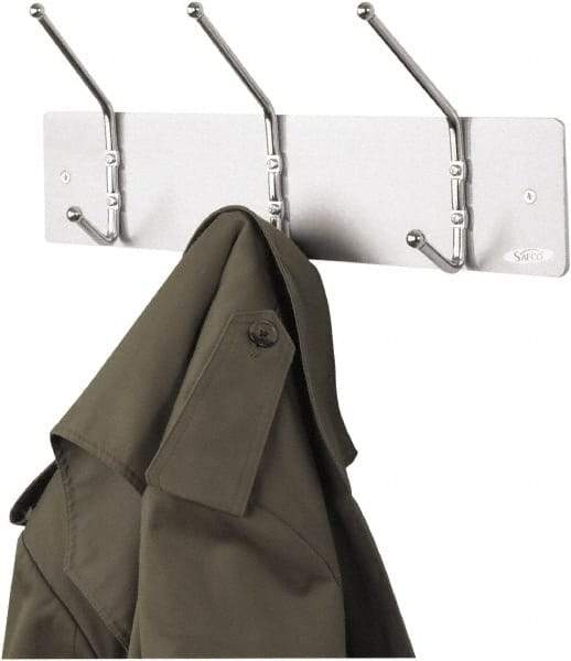 Safco - 3 Hooks, 18" Long x 3-3/4" Deep, Metal Wall/Door Hat/Coat Hook - 7" High - Industrial Tool & Supply