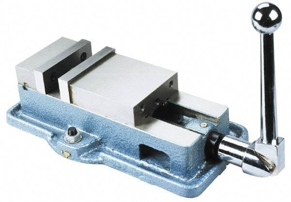 Interstate - 6" Jaw Width, 7-1/2" Jaw Opening Capacity, Horizontal Stationary Machine Vise - Manual Operation, 7,875 Lb Capacity, 1 Station, 17.2" Long x 4.93" High x 1-1/2" Deep, 1-1/2" Jaw Height, Cast Iron - Industrial Tool & Supply