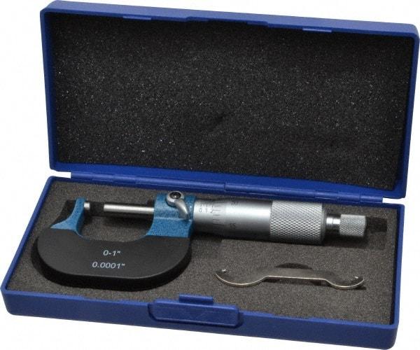 Value Collection - 1 Inch Measurement Range, 0.0001 Inch Graduation, Spherical Anvil, Ratchet Stop Thimble, Mechanical Anvil, Tube Micrometer - Accurate Up to 0.0001 Inch, Accurate Up to 0.0001 Inch, Enamel Finish, Carbide - Industrial Tool & Supply