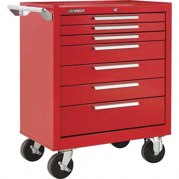 Kennedy - 7 Drawer 1,400 Lb Capacity Steel Tool Roller Cabinet - 27" Wide x 35" High x 18" Deep, Red - Industrial Tool & Supply