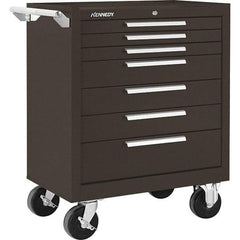 Kennedy - 7 Drawer 1,400 Lb Capacity Steel Tool Roller Cabinet - 27" Wide x 35" High x 18" Deep, Ball Bearing Drawer Slides, Brown - Industrial Tool & Supply