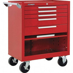 Kennedy - 5 Drawer 1,400 Lb Capacity Steel Tool Roller Cabinet - 29" Wide x 35" High x 20" Deep, Red - Industrial Tool & Supply