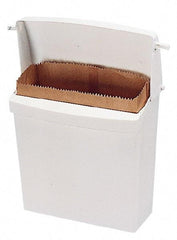 Rubbermaid - Plastic Feminine Hygiene Product Receptacle - 10-3/4" High x 12-1/2" Wide x 5-1/4" Deep, White - Industrial Tool & Supply