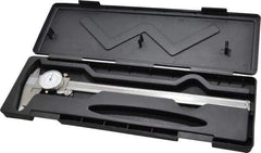 Value Collection - 0mm to 12" Range, 0.001" and 0.02 mm Graduation, 0.1" per Revolution, Dial Caliper - White Face, 2.5" Jaw Length - Industrial Tool & Supply