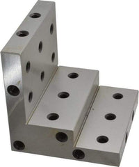 SPI - 4" Wide x 4" Deep x 4" High Steel Precision-Ground Angle Plate - Stepped Plate, Machined Holes on Surface, Open End - Industrial Tool & Supply