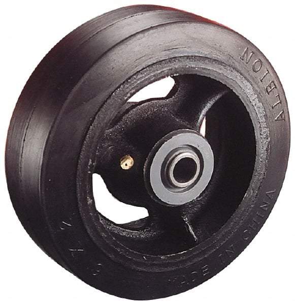 Albion - 5 Inch Diameter x 2 Inch Wide, Solid Rubber Caster Wheel - 400 Lb. Capacity, 2-3/16 Inch Hub Length, 1/2 Inch Axle Diameter, Roller Bearing - Industrial Tool & Supply