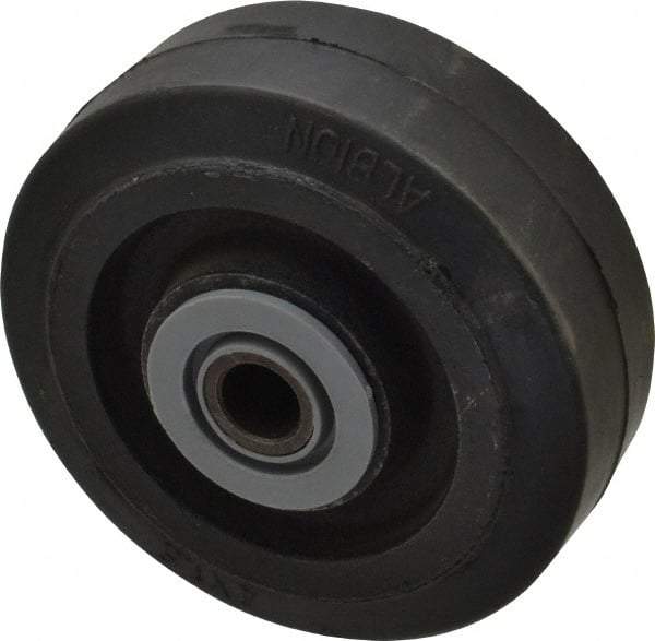 Albion - 4 Inch Diameter x 1-1/2 Inch Wide, Solid Rubber Caster Wheel - 250 Lb. Capacity, 1-5/8 Inch Hub Length, 1/2 Inch Axle Diameter, Roller Bearing - Industrial Tool & Supply