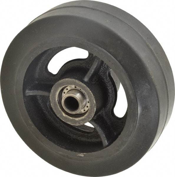 Albion - 6 Inch Diameter x 2 Inch Wide, Solid Rubber Caster Wheel - 410 Lb. Capacity, 2-3/16 Inch Hub Length, 1/2 Inch Axle Diameter, Roller Bearing - Industrial Tool & Supply