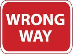 NMC - "Wrong Way", 24" Wide x 18" High, Aluminum Traffic Control Signs - 0.08" Thick, Red on White, High Intensity Reflectivity, Rectangle, Post Mount - Industrial Tool & Supply