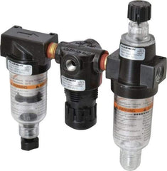 Wilkerson - 1/4" NPT Port Miniature 3 Piece Filter-Regulator-Lubricator FRL Unit - Polycarbonate Bowl, 20 SCFM, 150 Max psi, 5.98" High, Manual Drain - Industrial Tool & Supply