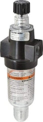 Wilkerson - 1/4 NPT Port, 150 Max psi, Miniature Lubricator - Polycarbonate Bowl, Zinc Body, 20 CFM, 125°F Max, 1.73" Wide x 5.8" High - Industrial Tool & Supply