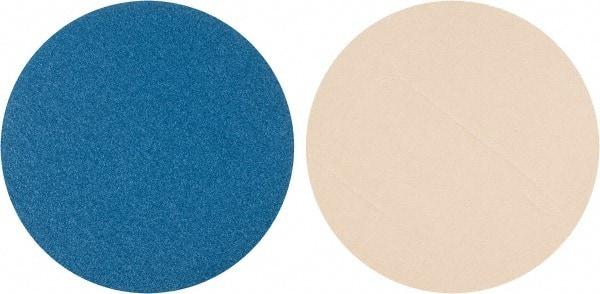 Superior Abrasives - 16" Diam, 36 Grit Zirconia Alumina Adhesive PSA Disc - Very Coarse Grade, Blue, Cloth Backing, Flexible - Industrial Tool & Supply