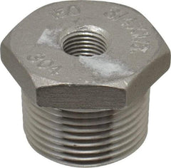 Merit Brass - 3/4 x 1/8" Grade 304 Stainless Steel Pipe Hex Bushing - MNPT x FNPT End Connections, 150 psi - Industrial Tool & Supply
