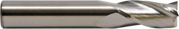 M.A. Ford - 1/16", 3/16" LOC, 1/8" Shank Diam, 1-1/2" OAL, 3 Flute, Solid Carbide Square End Mill - Single End, TiN Finish, Spiral Flute, 30° Helix, Centercutting, Right Hand Cut, Right Hand Flute - Industrial Tool & Supply