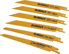 DeWALT - 6 Piece, Bi-Metal Reciprocating Saw Blade Set - Straight and Tapered Profile, 6 to 10 Teeth per Inch, Angled Tip - Industrial Tool & Supply