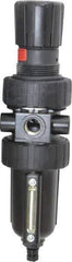 Parker - 3/8" NPT Port Intermediate 1 Piece Filter/Regulator FRL Unit - Metal Bowl, 55 SCFM, 250 Max psi, 10.38" High, Manual Drain - Industrial Tool & Supply