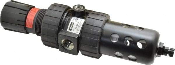 Parker - 1/2" NPT Port Intermediate 1 Piece Filter/Regulator FRL Unit - Polycarbonate Bowl, 61 SCFM, 150 Max psi, 10.38" High, Manual Drain - Industrial Tool & Supply