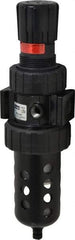 Parker - 1/2" NPT Port Standard 1 Piece Filter/Regulator FRL Unit - Polycarbonate Bowl, 90 SCFM, 150 Max psi, 11.76" High, Manual Drain - Industrial Tool & Supply