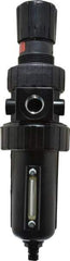 Parker - 1/2" NPT Port Standard 1 Piece Filter/Regulator FRL Unit - Metal Bowl, 90 SCFM, 250 Max psi, 11.76" High, Manual Drain - Industrial Tool & Supply