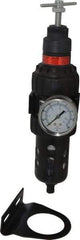 Parker - 3/8" NPT Port Intermediate 1 Piece Filter/Regulator FRL Unit - Polycarbonate Bowl, 55 SCFM, 150 Max psi, 10.38" High, Manual Drain - Industrial Tool & Supply