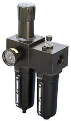 Parker - 1" NPT Port Heavy Duty 2 Piece Filter/Regulator-Lubricator FRL Unit - Metal Bowl, 250 SCFM, 250 Max psi, 15.95" High, Manual Drain - Industrial Tool & Supply