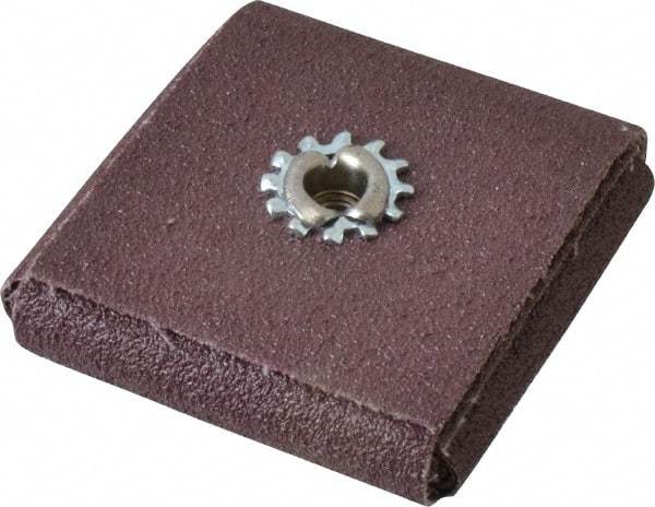 3M - 80 Grit, Medium Grade, Aluminum Oxide Square Pad - 2" Long x 2" Wide x 1/2" Thick, Cloth Backed, X Backing Weight, 12,000 Max RPM - Industrial Tool & Supply
